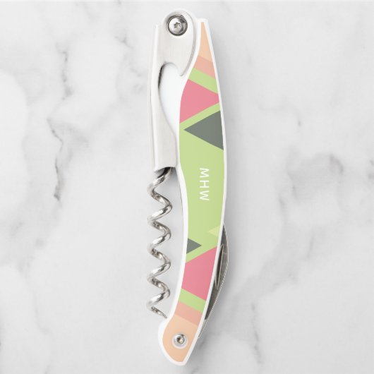 Abstraktes Muster, benutzerdefinierte Monogramm-Ko Kellnermesser (Vorderseite)