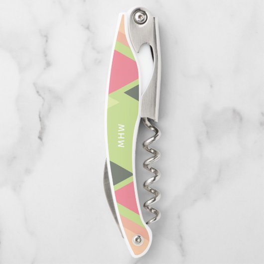 Abstraktes Muster, benutzerdefinierte Monogramm-Ko Kellnermesser (Rückseite)