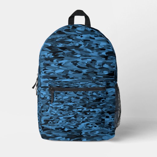 Abstraktes Muster Blau Bedruckter Rucksack (Vorderseite)