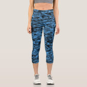 Abstraktes Muster Blau Capri Leggings (Vorderseite)