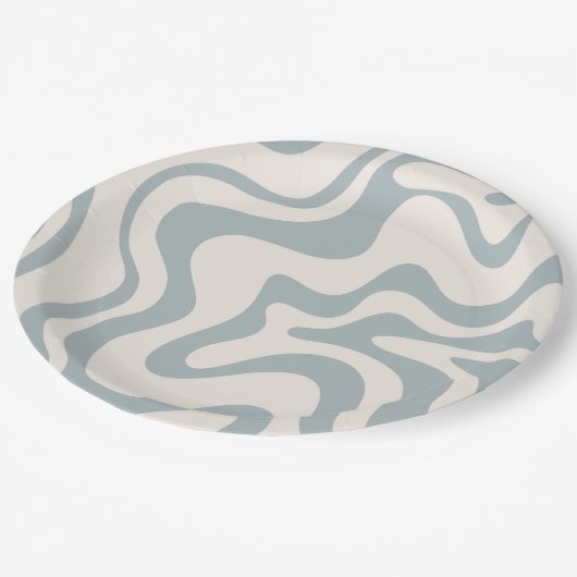 Abstraktes Muster Blau-Grau und Creme mit flüssige Pappteller (Schrägansicht)