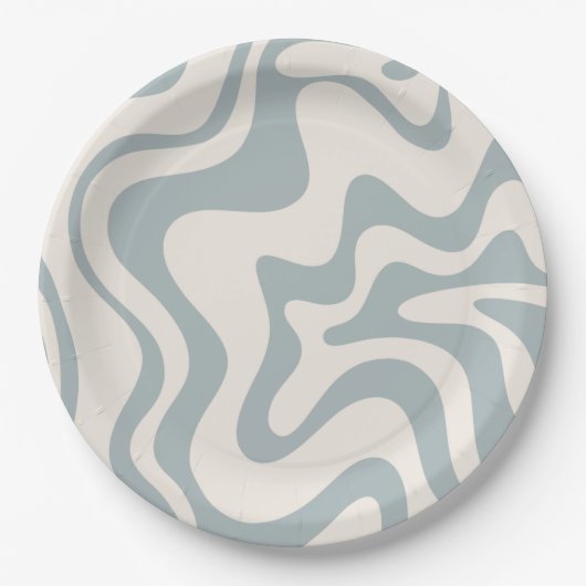 Abstraktes Muster Blau-Grau und Creme mit flüssige Pappteller (Vorderseite)