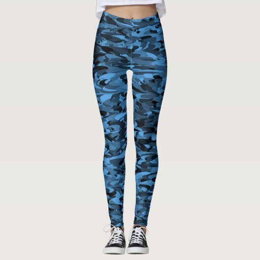 Abstraktes Muster Blau Leggings (Vorderseite)