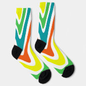 Abstraktes Muster Blau-Orange-Gelb Socken (Rechts)