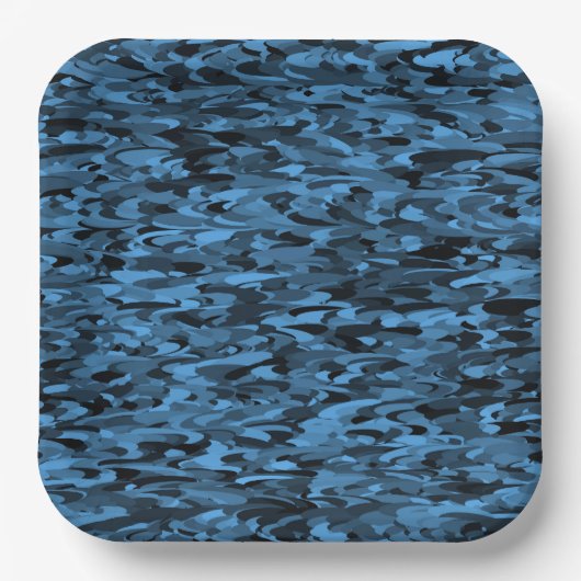 Abstraktes Muster Blau Pappteller (Vorderseite)