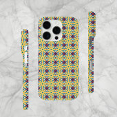 Abstraktes Muster, Blau, Rot, Beige, iPhone Case