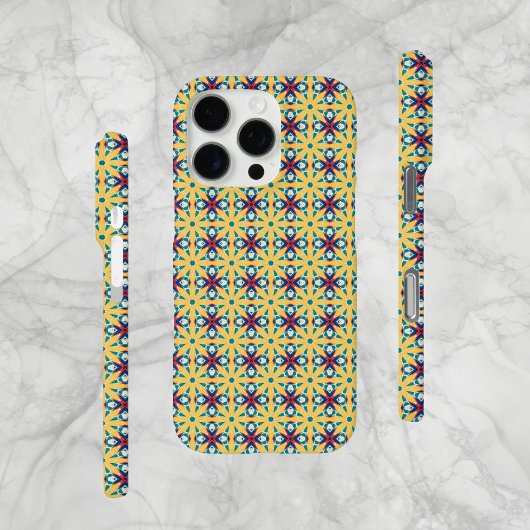 Abstraktes Muster, Blau, Rot, Beige, iPhone Case