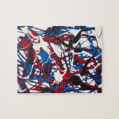 Abstraktes Muster blau, rot, schwarz, weiß. Modern Puzzle (Horizontal)