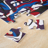 Abstraktes Muster blau, rot, schwarz, weiß. Modern Puzzle (Seite)