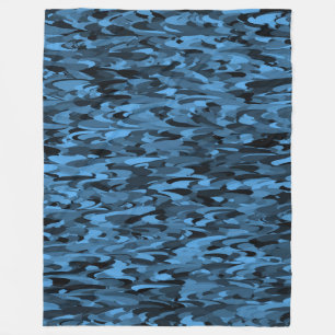 Abstraktes Muster Blau Schwarz Fleecedecke