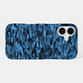 Abstraktes Muster Blau Schwarz iPhone 16 Hülle (Rückseite (Horizontal))