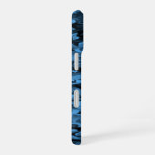 Abstraktes Muster Blau Schwarz iPhone 16 Hülle (Rechte Seite)