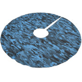 Abstraktes Muster Blau Schwarz Polyester Weihnachtsbaumdecke (Schrägansicht)