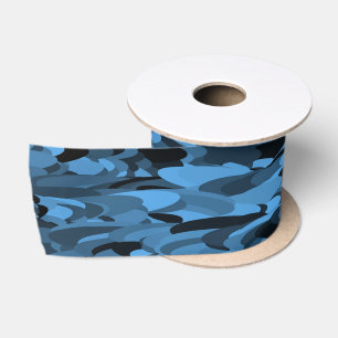 Abstraktes Muster Blau Schwarz Satinband