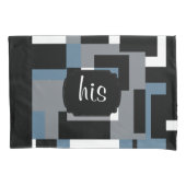 Abstraktes Muster Blau, Schwarz und Weiß Kissenbezug (Vorderseite-Links)