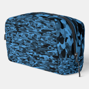 Abstraktes Muster Blau Schwarze Kulturtasche Waschbeutel