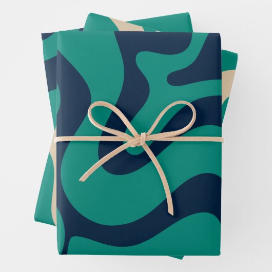 Abstraktes Muster Blau und Aquamarin Geschenkpapier Set (Beispiel)