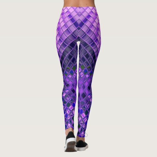 Abstraktes Muster blaues und lila Ombre Leggings (Rückseite)