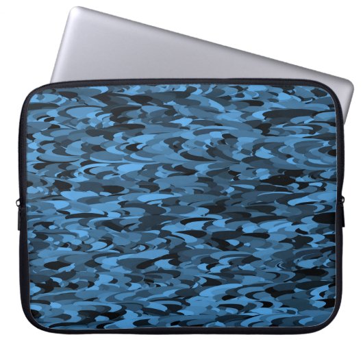 Abstraktes Muster Blue Black Electronics Bag Laptopschutzhülle (Vorderseite)