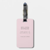 Abstraktes Muster Blush und hellblaues Monogramm Gepäckanhänger (Rückseite vertikal)