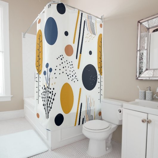 Abstraktes Muster bohenhaft, schlicht orange beige Duschvorhang (Beispiel)