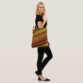 Abstraktes Muster, braun und gelb, Textur Tasche (Am Model)
