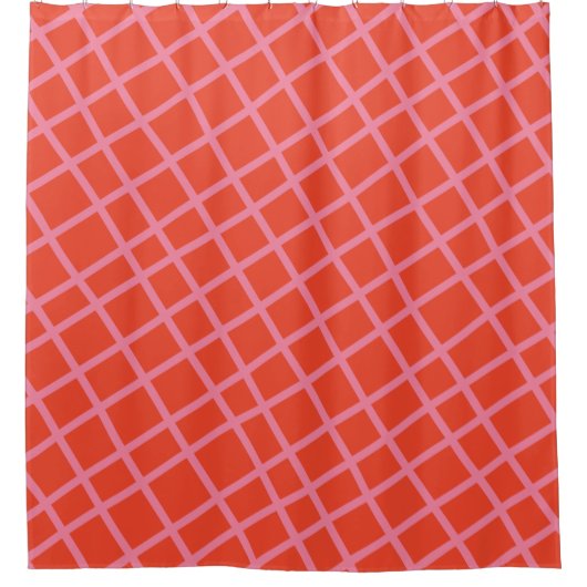 Abstraktes Muster der doppelten, roten Linien Duschvorhang (Vorderseite)