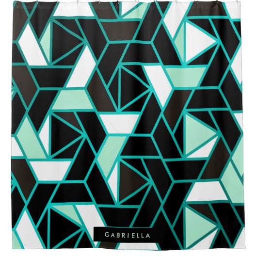 Abstraktes Muster der grünen Geometrie Duschvorhang (Vorderseite)