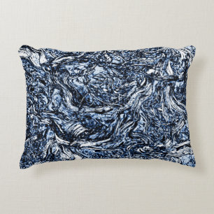 Abstraktes Muster der Navy Blue Nature Dekokissen