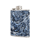 Abstraktes Muster der Navy Blue Nature Flachmann (Links)