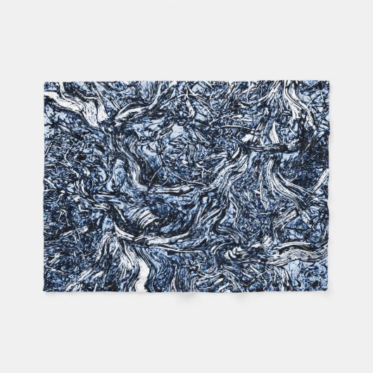 Abstraktes Muster der Navy Blue Nature Fleecedecke (Vorderseite (Horizontal))