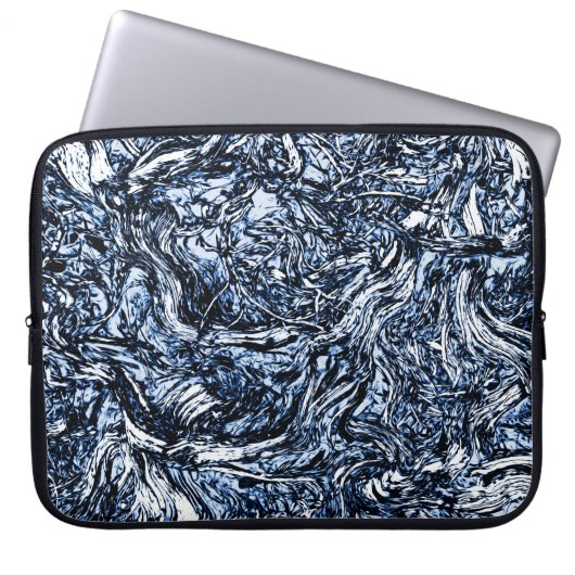 Abstraktes Muster der Navy Blue Nature Laptopschutzhülle (Vorderseite)