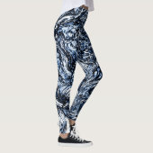Abstraktes Muster der Navy Blue Nature Leggings (Rechts)
