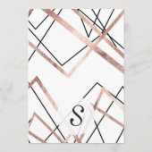 Abstraktes Muster der Rose-Gold-Lineardreieck Menükarte (Rückseite)
