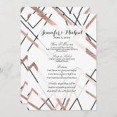 Abstraktes Muster der Rose-Gold-Lineardreieck Menükarte (Vorne/Hinten)