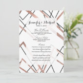 Abstraktes Muster der Rose-Gold-Lineardreieck Menükarte (Stehend Vorderseite)