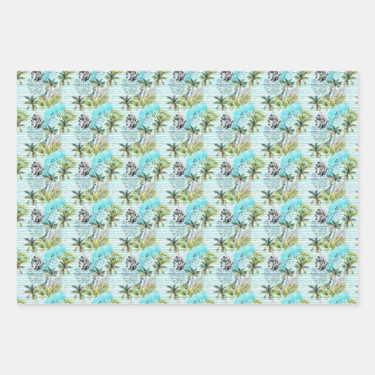 Abstraktes Muster der Wasserfarbenpalme Geschenkpapier Set (Vorderseite 2)