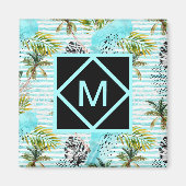 Abstraktes Muster der Wasserfarbenpalme Magnet (Vorne)