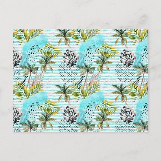 Abstraktes Muster der Wasserfarbenpalme Postkarte (Vorderseite)