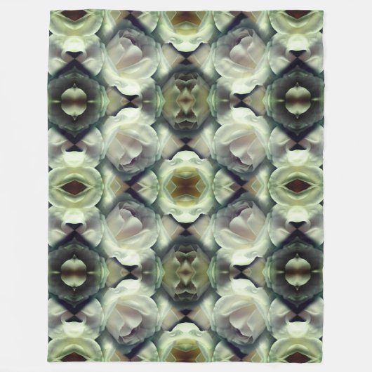 Abstraktes Muster der weißen Rose Fleecedecke (Vorderseite)