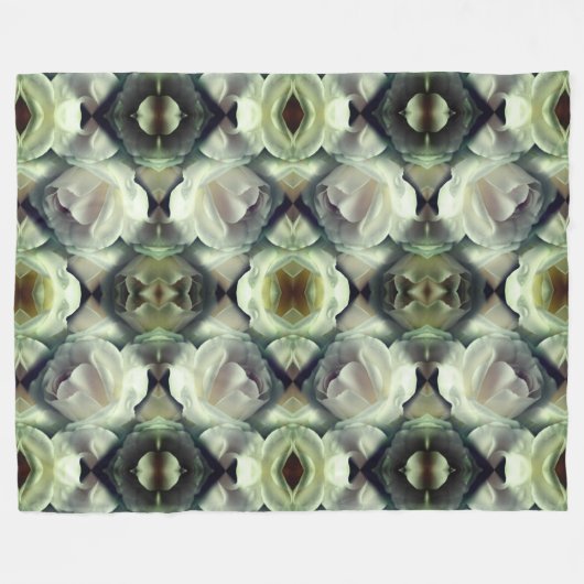 Abstraktes Muster der weißen Rose Fleecedecke (Vorderseite (Horizontal))