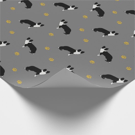 Abstraktes Muster des Collie Dog Zeichnend Grau Geschenkpapier (Ecke)