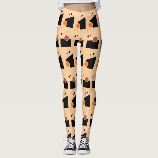 Abstraktes Muster des dynamischen Peach Leggings (Vorderseite)