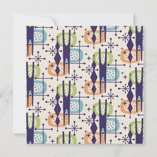 Abstraktes Muster des modernen Atomzeitalters Mitt Einladung (Vorderseite)