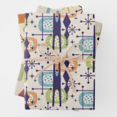 Abstraktes Muster des modernen Atomzeitalters Mitt Geschenkpapier Set (Beispiel)