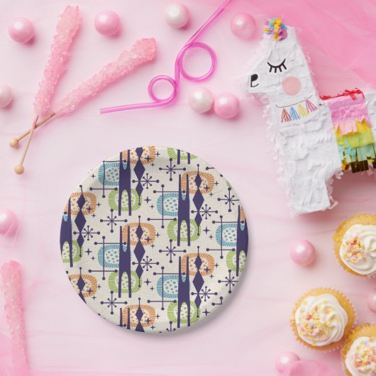 Abstraktes Muster des modernen Atomzeitalters Mitt Pappteller (Party)