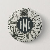 Abstraktes Muster des Monogramm-| Kami Button (Vorderseite)