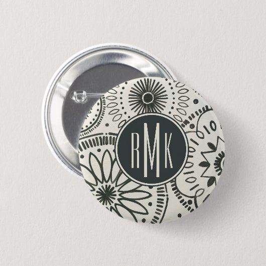Abstraktes Muster des Monogramm-| Kami Button (Vorne & Hinten)
