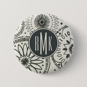 Abstraktes Muster des Monogramm-  Kami Button