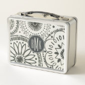 Abstraktes Muster des Monogramm-| Kami Metall Brotdose (Rückseite)